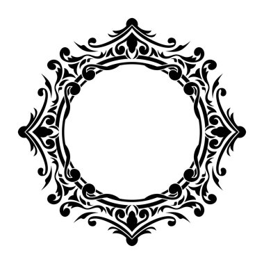 Dekoratif çerçeve Doğu tarzında tasarım için zarif vektör unsuru, metin için yer. Çiçekli siyah sınır. Davetiyeler ve tebrik kartları için dantelli illüstrasyon, lazer kesim ve oyma.