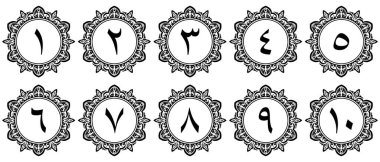 Birinci sınıf sınır dekorasyonlu Arapça rakamlar. Çizim vektörü. Şeffaf arka plan. ihtiyaçlarınız için kullanabilirsiniz.