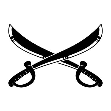 Çapraz kılıçlar logo etiket işareti vektör illüstrasyonu için beyaz arkaplan tasarımı elementinde izole edildi