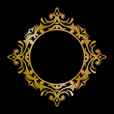 Mükemmel yuvarlak altın süsleme vektör illüstrasyonu, altın davetiye dekorasyonu. Altın mandala süsü.