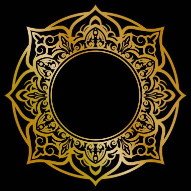 Mükemmel yuvarlak altın süsleme vektör illüstrasyonu, altın davetiye dekorasyonu. Altın mandala süsü.