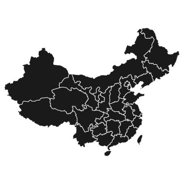 Çin 'in sınırlarını, idari bölümlerini, vilayetlerini, bölgelerini, sermayesini ve şehirlerini gösteren ayrıntılı bir harita. Dijital kurgu, sunumlar, broşürler, web siteleri ve baskılar için. Coğrafi göstergeler