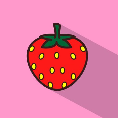 Çizgi film tarzında çilek vektörü. Düz tasarım vektör sembolleri EPS10 boyutunda. Çilek vektör resimleme