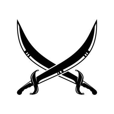 Çapraz kılıçlar logo etiket işareti vektör illüstrasyonu için beyaz arkaplan tasarımı elementinde izole edildi