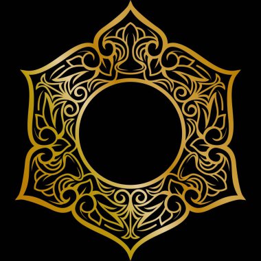 Mükemmel yuvarlak altın süsleme vektör illüstrasyonu, altın davetiye dekorasyonu. Altın mandala süsü.