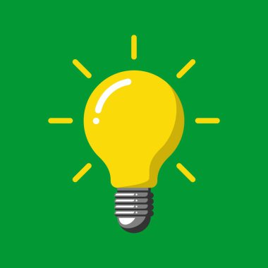 Yaratıcı fikirler ve düşüncelerle dolu ampul, ampul ikonu vektörü. Analitik düşünme. Fikir sembolü illüstrasyonu.