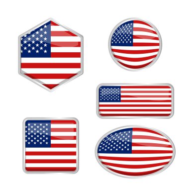 Tasarım unsuru, dekor, bayrak, amblem, promosyon, olay, bayram, sosyal medya paylaşımı, ikon, poster tasarımı gibi çeşitli şekillerde vektör taşıyan Amerikan bayrağı. Ölçeklenebilir eps dosya biçimi.
