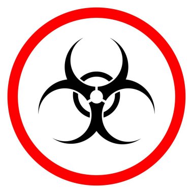 Biyolojik mikroorganizmalar, virüsler ya da toksinlerin yol açtığı biyolojik tehlike işareti ya da sembol. Basit düz vektör uyarısı Tehlike Biyolojik Atık Tehlike uyarısı. Tıbbi Atık
