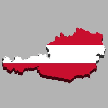 Avusturya bayrağı renginde Avusturya haritası. Düzenlenebilir ve ölçeklenebilir ep dosya biçimi vektör illüstrasyonu. Pazarlama materyalleriniz, seyahat rehberleriniz veya dijital projeleriniz, harita logolarınız vs.