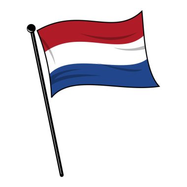 Flagstaff 'ta Hollanda bayrağı. Hollanda 'nın bayrağı düz stil bir direğe sahip, flamalar rüzgarda dalgalanıyor. Düzenlenebilir, ölçeklenebilir EPS tasarımı
