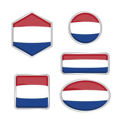 Tasarım unsuru, dekorasyon, bayrak, amblem, promosyon, olay, bayram, medya postası, ikon, poster gibi çeşitli şekillerde vektör taşıyan Hollanda bayrağı. Düzenlenebilir ve ölçeklenebilir.