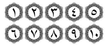 Zarif tasarım seçtiğiniz kitap sayfaları için süsleri olan Arapça rakamlar. Şeffaf bir arkaplanda vektör dosyası izole edildi