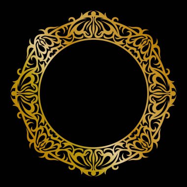 Mükemmel yuvarlak altın süsleme vektör illüstrasyonu, altın davetiye dekorasyonu. Altın mandala süsü.