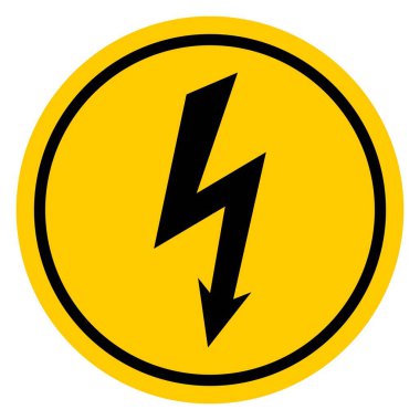 Yüksek voltaj işareti. Dikkat, tehlike ya da uyarı işareti, elektrik tehlike işareti. Vektör çizimi. Beyaz arkaplanda izole