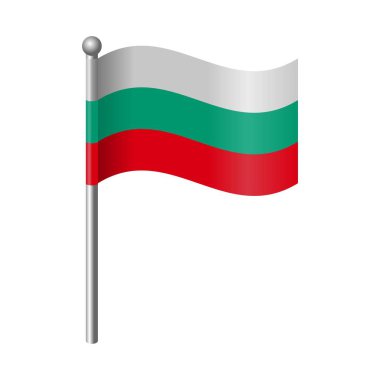 Dalgalanan Bulgar bayrak simgesinin temsili beyaz arka planda izole edildi. Düzenlenebilir ve ölçeklenebilir EP dosyası. Pankartlar, tasarım elemanları, posterler vs.