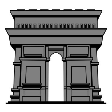 Simpang Lima Gül Anıtı, Kediri, Doğu Java, Endonezya. Beyaz arkaplanda izole edilmiş vektör illüstrasyon düzenlenebilir ve ölçeklenebilir ep dosyası. Fransız Zafer Takı 'na benzer bir anıt bina..