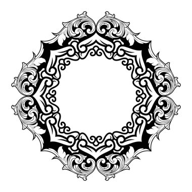 Dekoratif çerçeve Doğu tarzında tasarım için zarif vektör unsuru, metin için yer. Çiçekli siyah sınır. Davetiyeler ve tebrik kartları için dantelli illüstrasyon, lazer kesim ve oyma.