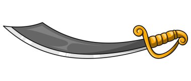 Düz dizayn edilmiş Arap, korsan ve cellat kılıçlarının vektör siluetleri beyaz arka planda izole edilmiş..