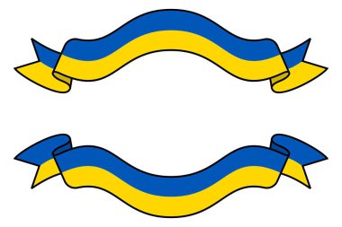 Resmi Ukrayna Bayrak Kurdelesi Mavi-Sarı Renklerle, Beyaz Arkaplanda Dalgalanma, Düz Çizgi Film Biçimi, Grafik Tasarım Elemanları Vektör İlülasyonu, Düzenlenebilir ve Ölçeklenebilir EPS Dosyası
