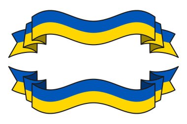 Resmi Ukrayna Bayrak Kurdelesi Mavi-Sarı Renklerle, Beyaz Arkaplanda Dalgalanma, Düz Çizgi Film Biçimi, Grafik Tasarım Elemanları Vektör İlülasyonu, Düzenlenebilir ve Ölçeklenebilir EPS Dosyası