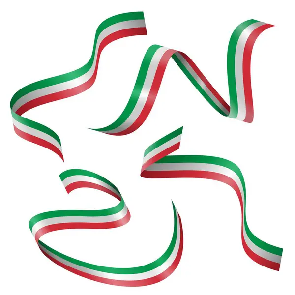 Beyaz Arkaplanda İzole edilmiş Parlak 3D İtalya Bayrak Kurdeleleri, EPS Biçiminde Düzenlenebilir Vektör İllüzyonu, Simgeler, Semboller, Afişler ve Grafik Tasarım Elementleri için Mükemmel, Yazdırma İçin Ölçeklenebilir