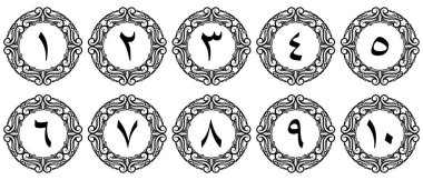 Birinci sınıf sınır dekorasyonlu Arapça rakamlar. Çizim vektörü. Şeffaf arka plan. ihtiyaçlarınız için kullanabilirsiniz.