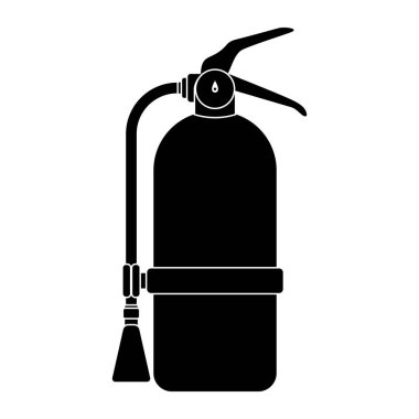 Tek renkli yangın söndürücü silueti görüntüsü beyaza izole edildi. Logolar, İşaretler, Amblemler, Rozetler ve Kolay Grafik Tasarım Yazdırma için Düzenlenebilir Boyutlandırılabilir EPS Dosyası