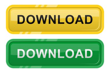Düz Biçim İndirme Simgesi Sarı ve Yeşil Renk Değişiklikleri ile dikdörtgen düğmede, UI / UX Tasarım, Web ve Mobil Uygulamalar için Düzenlenebilir Ölçeklenebilir Vektör EPS