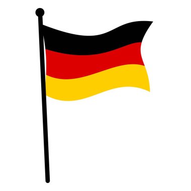 Alman Bayrak Dalgalanması - Logo, Olay ve Şablon Kullanımı için Basit Vektör Tasarımı, Düzenlenebilir ve Ölçeklenebilir EPS, Beyaz Arkaplanda İzole EPS