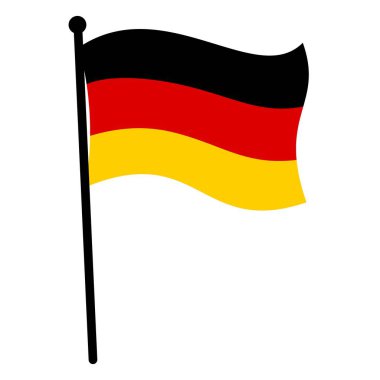 Siyah Bayrak Direğinde Alman Bayrak Dalgalanması - Logo, Olay Markalaşması için Basit Minimalist Vektör Tasarımı, ve Şablon, Düzenlenebilir ve Ölçeklenebilir EPS, Beyaz Arkaplanda İzole EPS