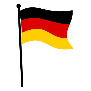 Alman Bayrak Dalgalanması - Logo, Olay ve Şablon Kullanımı için Basit Vektör Tasarımı, Düzenlenebilir ve Ölçeklenebilir EPS, Beyaz Arkaplanda İzole EPS