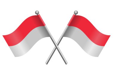 Bayrak direğinde Dalgalanan Endonezya Bayrakları Logolar, Olaylar, Şablonlar, Düzenlenebilir ve Ölçeklenebilir EPS Dosyası için Basit 3D Çapraz Tasarım