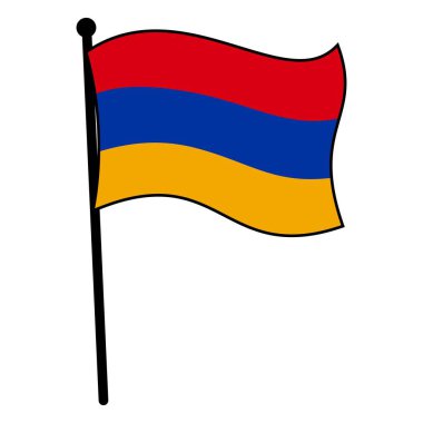 Bayrak direğinde Ermenistan Bayrağı, Basit Vektör Simgesi Tasarımı, Ermeni Mirasının Sembolü, Düzenlenebilir ve Ölçeklenebilir Grafik Şablonu Beyaz Arkaplanda İzole Edildi