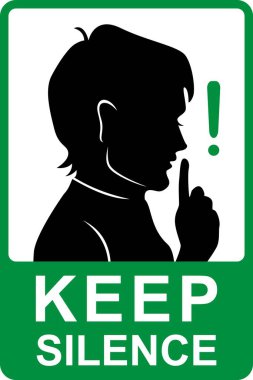 Yeşil KEP SILENCE Şablonu, Sessiz Bölgeler için Basit Vektör İşareti, Beyaz Arkaplanda Düzenlenebilir EPS Grafikleri İzole Edildi