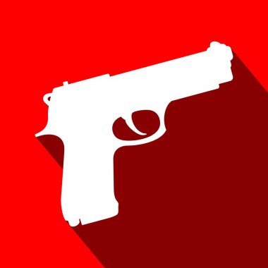 Klasik bir Colt tabancasının silüetiyle birleştirilmiş polis ya da askeri silah gibi küçük bir silahın vektör çizimi.