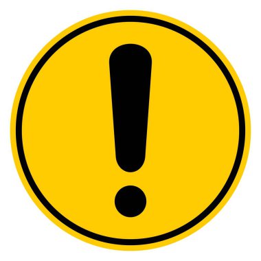 Sarı Ünlem İşaretleme Şablonu - Dikkat İmzalama, Bilgi Sembolü, Mockup Banner, Beyaz Arkaplan EPS Dosyasına İzole Edilebilir Ölçeklenebilir Vektör Grafiği. Çember