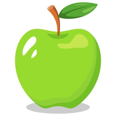 Basit Düz Çizgi Film Biçiminde Parlak Yeşil Elma Simgesi, Düzenlenebilir ve Ölçeklenebilir Vektör İllüstrasyonu, Beyaz Arkaplanda İzole, Logolar, Simgeler ve Grafik Tasarım Projeleri İçin Mükemmel