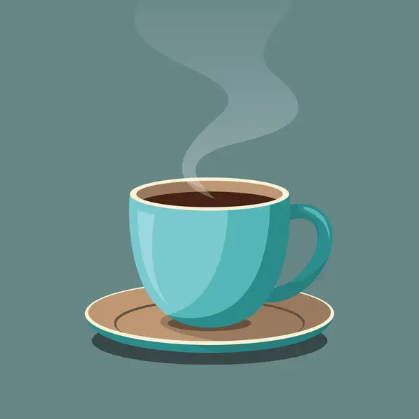 Basit bir turkuaz seramik kupanın vektör simgesi. En sevdiğiniz sıcak içecekle dolu. Kahve, çay ya da kapuçino gibi.