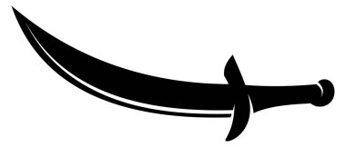 Düz dizayn edilmiş Arap, korsan ve cellat kılıçlarının vektör siluetleri beyaz arka planda izole edilmiş..