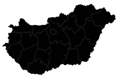 Macaristan Siluet Haritası Basit Vektör Tasarımı, Düzenlenebilir ve Ölçeklenebilir EPS Dosyası, Beyaz Arkaplanda İzole, Eğitim, Seyahat ve Grafik Tasarım Projeleri İçin İdeal