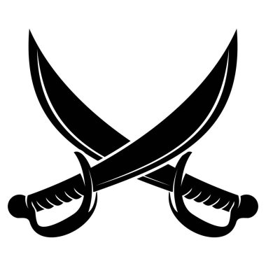 Çapraz kılıçlar logo etiket işareti vektör illüstrasyonu için beyaz arkaplan tasarımı elementinde izole edildi