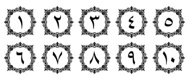 Beyaz Arkaplanda Süslü Tasarımlı Lüks Arap Rakamları. Zarif Arkaplanlar, Kapaklar ve Sayfa Dekorasyonu için Premium Düzenlenebilir ve Ölçeklenebilir Vektör İllüstrasyonu