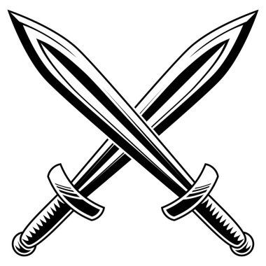 Çapraz kılıçlar logo etiket işareti vektör illüstrasyonu için beyaz arkaplan tasarımı elementinde izole edildi