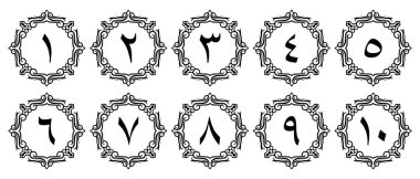 Beyaz Arkaplanda Süslü Tasarımlı Lüks Arap Rakamları. Zarif Arkaplanlar, Kapaklar ve Sayfa Dekorasyonu için Premium Düzenlenebilir ve Ölçeklenebilir Vektör İllüstrasyonu