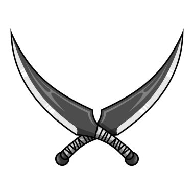 Çapraz kılıçlar logo etiket işareti vektör illüstrasyonu için beyaz arkaplan tasarımı elementinde izole edildi