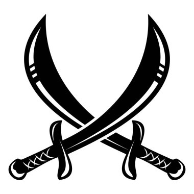 Çapraz kılıçlar logo etiket işareti vektör illüstrasyonu için beyaz arkaplan tasarımı elementinde izole edildi