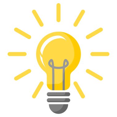 Beyaz Düzenlenebilir Vektör İllüstrasyonuna EPS Şablon ve Yaratıcı Tasarım Projeleri Biçiminde Aydınlık Ampul Simgesi