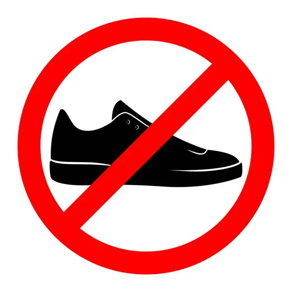 Yasak ayakkabı vektör simgesi. Ayakkabı ikonu yok. Yasak ayakkabı ikonu. Ayakkabı işareti yok. Uyarı, dikkat, dikkat, kısıtlama, tehlike düz tabela tasarım sembolü pictogram