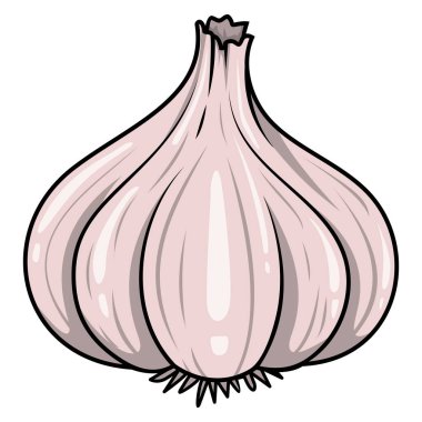 Sarımsak Simgesi - Basit Düz Sarımsak Biçimi - Vektör Sembolü, Yapıştırıcı, Logo, Şablon, Mockup - Beyaz Arkaplanda İzole EPS Dosyası