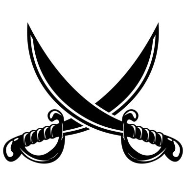 Çapraz kılıçlar logo etiket işareti vektör illüstrasyonu için beyaz arkaplan tasarımı elementinde izole edildi